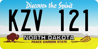 ND license plate KZV121