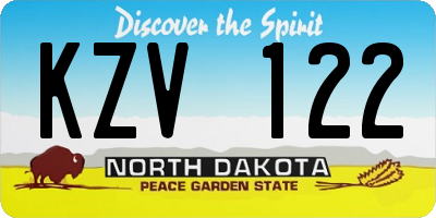 ND license plate KZV122