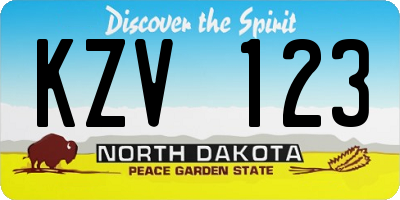 ND license plate KZV123