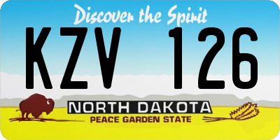 ND license plate KZV126