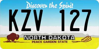 ND license plate KZV127