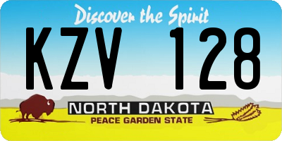 ND license plate KZV128