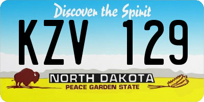 ND license plate KZV129