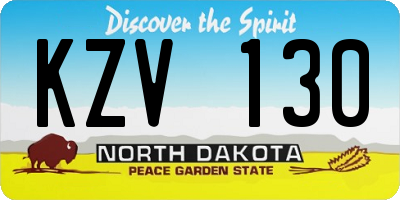 ND license plate KZV130