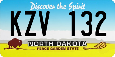 ND license plate KZV132