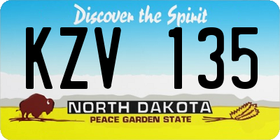 ND license plate KZV135