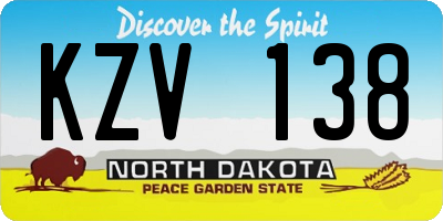 ND license plate KZV138