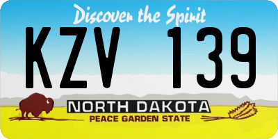 ND license plate KZV139