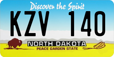 ND license plate KZV140