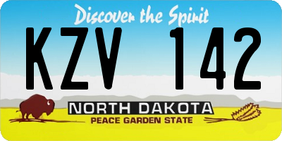 ND license plate KZV142