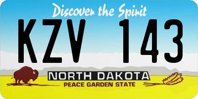 ND license plate KZV143