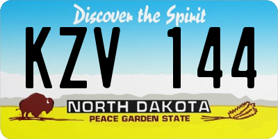 ND license plate KZV144