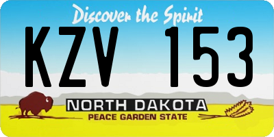 ND license plate KZV153