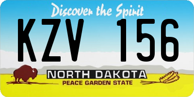 ND license plate KZV156