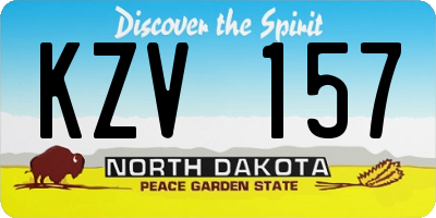 ND license plate KZV157