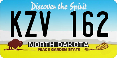 ND license plate KZV162