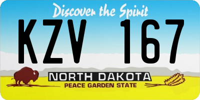 ND license plate KZV167