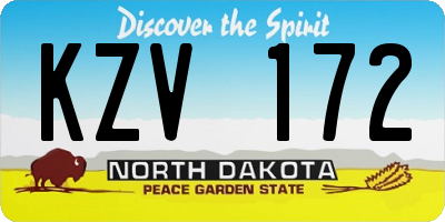 ND license plate KZV172