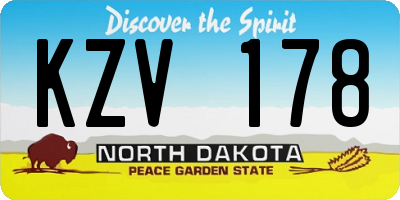 ND license plate KZV178