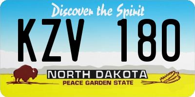 ND license plate KZV180