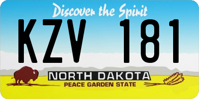 ND license plate KZV181