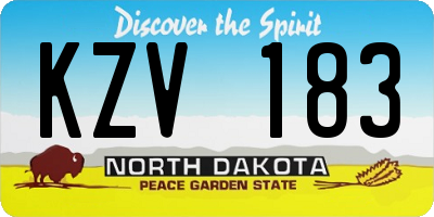 ND license plate KZV183