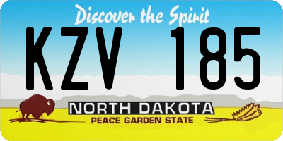 ND license plate KZV185