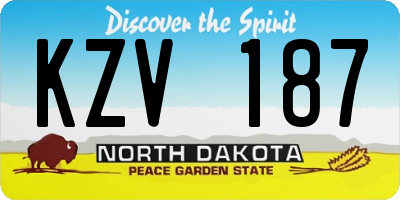 ND license plate KZV187