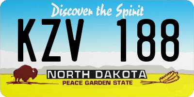 ND license plate KZV188