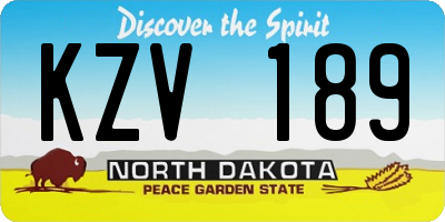 ND license plate KZV189