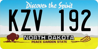 ND license plate KZV192