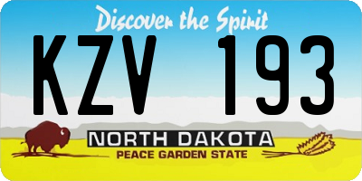 ND license plate KZV193