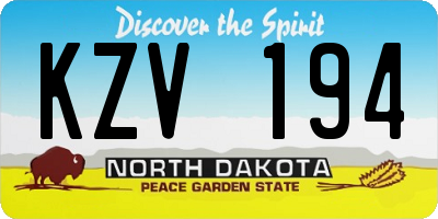 ND license plate KZV194