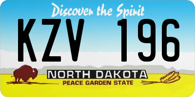 ND license plate KZV196