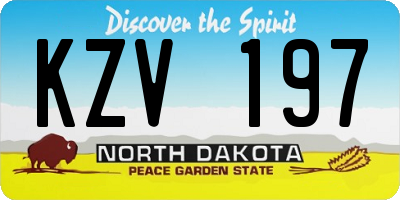 ND license plate KZV197