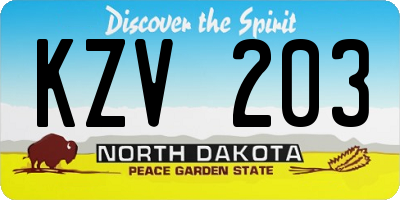 ND license plate KZV203