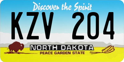 ND license plate KZV204