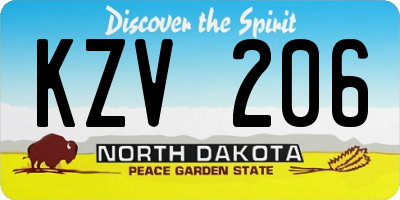 ND license plate KZV206