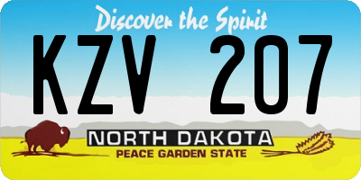 ND license plate KZV207