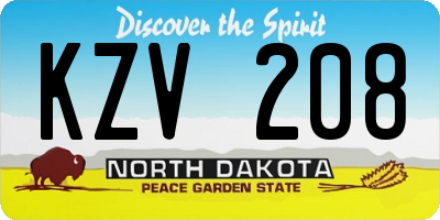 ND license plate KZV208