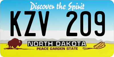 ND license plate KZV209