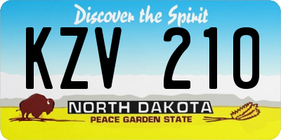 ND license plate KZV210