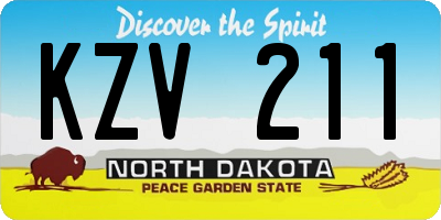 ND license plate KZV211