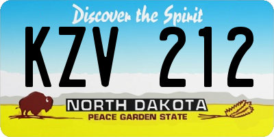 ND license plate KZV212