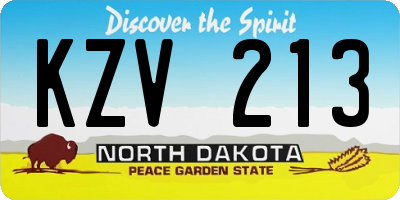 ND license plate KZV213