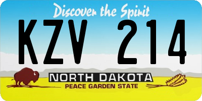 ND license plate KZV214