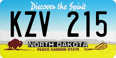 ND license plate KZV215