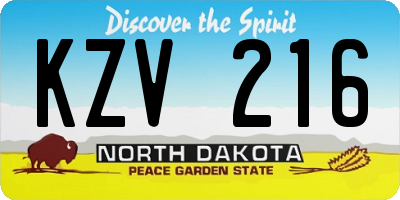 ND license plate KZV216