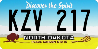 ND license plate KZV217