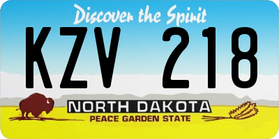 ND license plate KZV218